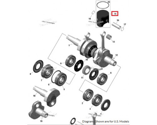 SM-09276 SPI Поршень Стандарт Для Ski Doo 600 420893892, 420893895