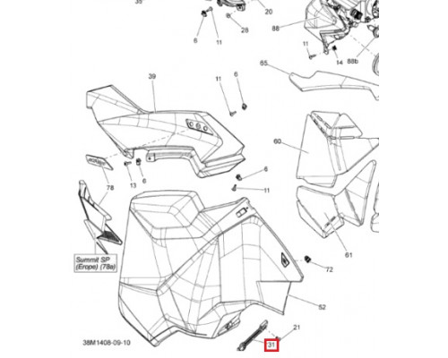 SM-12455 SPI Защелка Панели Левая Для Ski Doo 517303808