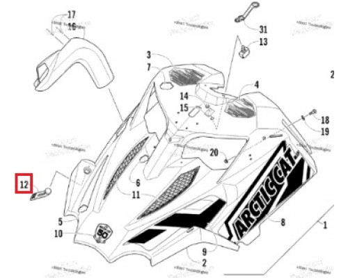 SM-12419 SPI Фиксатор Капота Для Arctic Cat 1606-930