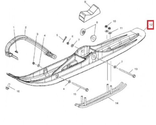 1821337-070 Лыжа Черная Для Polaris WIDETRAK LX