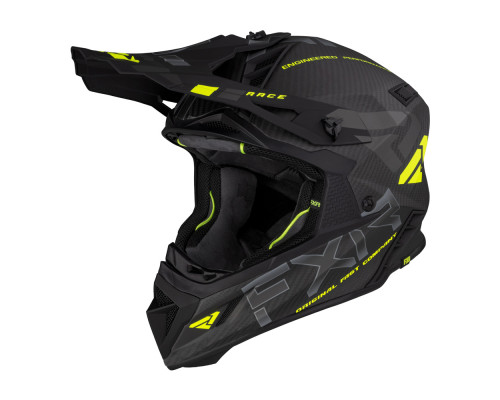Шлем FXR HELIUM CARBON W/ AUTO BUCKLE Hi Vis/Charcoal, XS