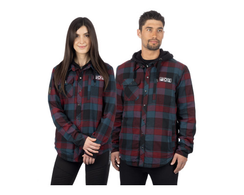 Куртка FXR Timber Flannel с утеплителем Drk Stl/Merlot, L