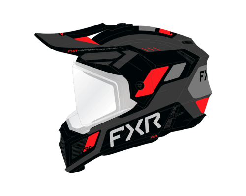 Шлем FXR Clutch w/ E Shield с подогревом Black/Red, 2XL
