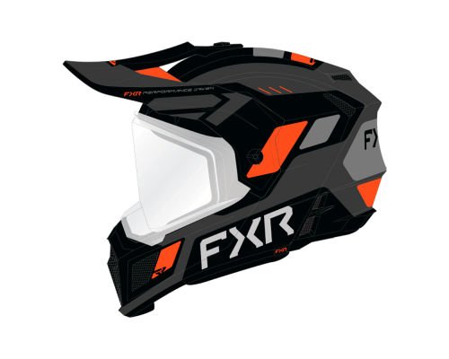Шлем FXR Clutch w/ E Shield с подогревом Black/Orange, 2XL