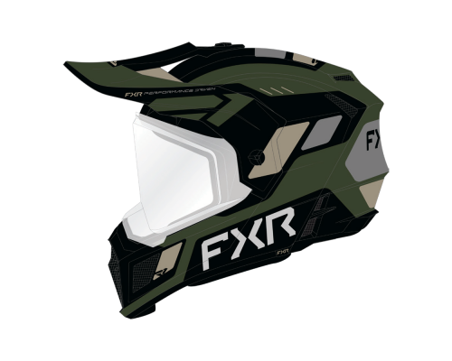 Шлем FXR Clutch w/ E Shield с подогревом Black/Army, 2XL