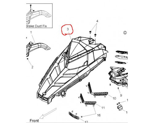 5437509-070 Капот Черный Для Polaris