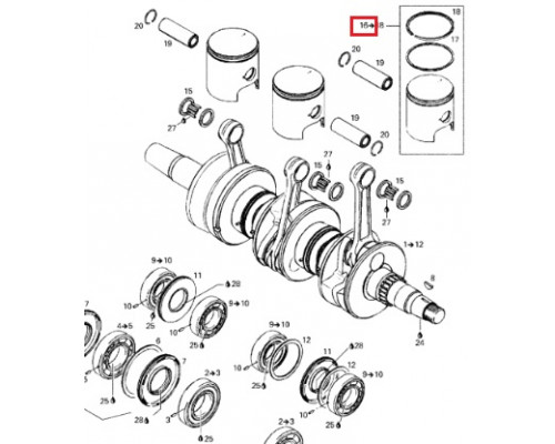 09-782N SPI Поршень Стандарт Для Ski Doo 420887641, 420887643, 420887646, 420887640