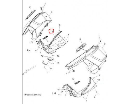 5438079-070 Панель Боковая Нижняя Правая Для Polaris