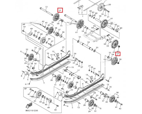 R0152E-2.001A PPD Ролик Гусеницы Черный Для Yamaha 8HP-47310-10-00