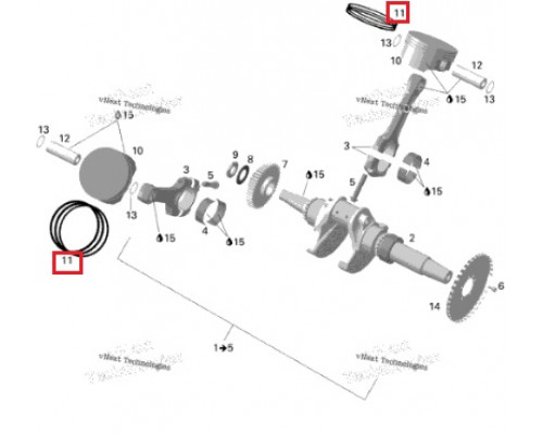 010-960 WSM Поршневые Кольца Для Ski Doo 420888864, 420890380, 711888864, 420890385