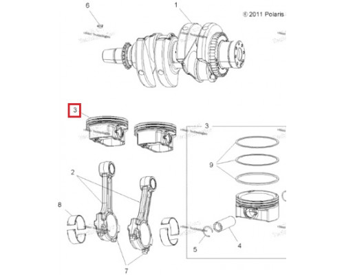 NA-50012 Namura Поршень Стандарт Для Polaris 850 2204055, 2204958