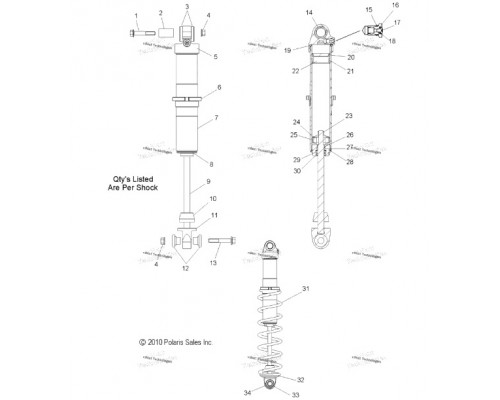 SU-08254S SPI Амортизатор Передней Подвески Для Polaris 7043835
