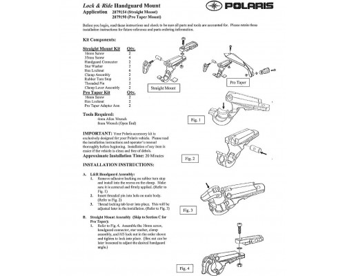 2879190 Крепеж Защиты Рук Lock & Ride На Руль Pro-Taper Для Polaris