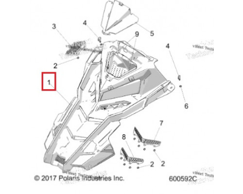 2882131-647 Капот Оранжевый Для Polaris AXYS 5451237-647