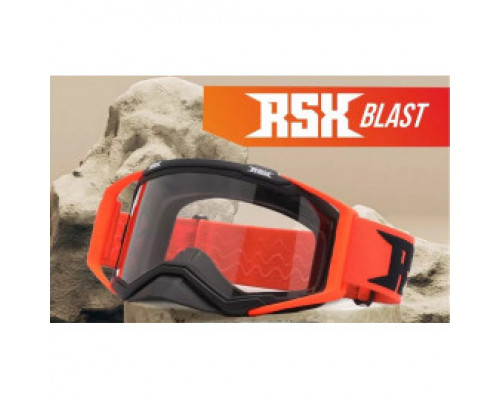 Очки кроссовые RSX Blast черно-оранжевые с прозрачной линзой