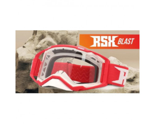 Очки кроссовые RSX Blast красно-белые с прозрачной линзой