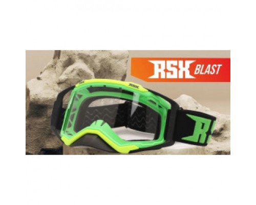 Очки кроссовые RSX Blast черно-желто-зеленые с прозрачной линзой