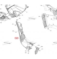 502008236 Панель Нижняя Левая Черная Для Ski Doo FREERIDE, SUMMIT Gen5