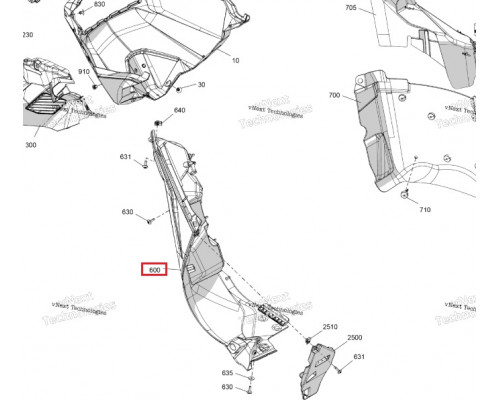 502008236 Панель Нижняя Левая Черная Для Ski Doo FREERIDE, SUMMIT Gen5
