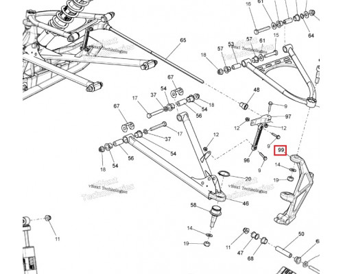 505073011 Поворотная Опора Левая Серебристая Для Ski Doo 505071997, 505072721, 505073043