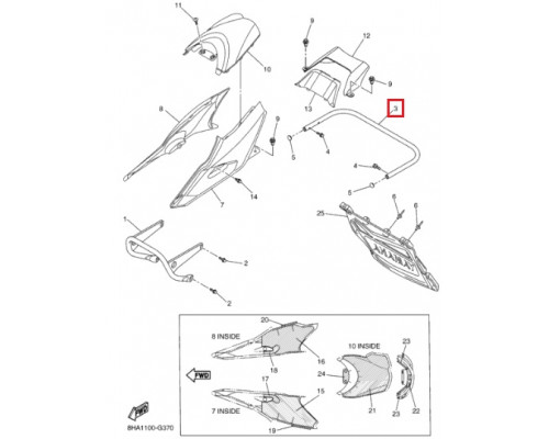 VOEVODA Бампер Задний Усиленный Под Фаркоп Для YAMAHA NYTRO 8GL-77541-00-00, 8GL-77541-01-00, 8HR-77541-00-00 (Черный)