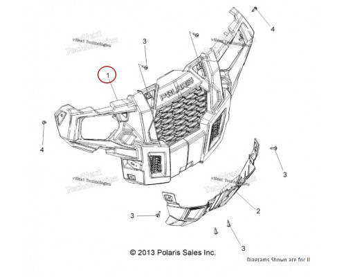 5450067-070 Polaris Передняя Панель Бампер Черный для SPORTSMAN ACE