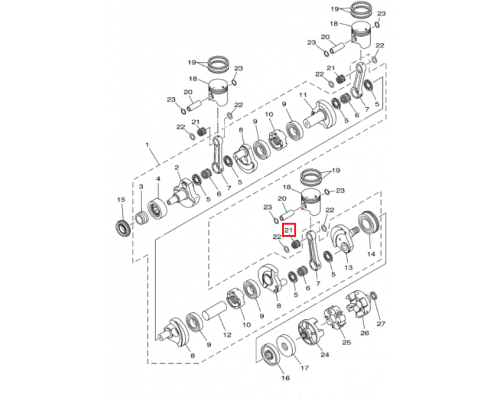 09-B074-1 Namura Игольчатый подшипник шатуна Yamaha 93310-422U2-00