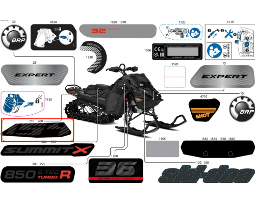 516013114 Наклейка 154 правая для снегоходов Ski-Doo 516013114