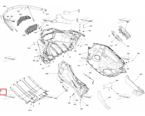 502007906 Защита Днища Центральная Для Ski Doo SKANDIC
