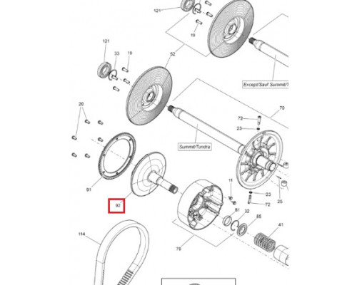 417222937 Шкив Ведущего Вариатора Неподвижный Для Ski Doo 417222294