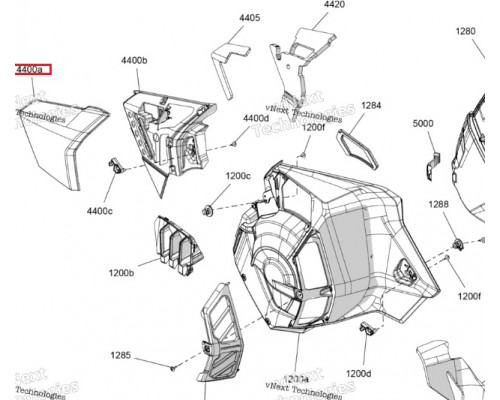 517309239 Панель Боковая Левая Серая Для Ski Doo SUMMIT REV Gen5