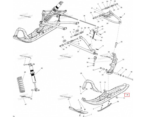 505074755 Лыжа Pilot DS-3 Зеленая Для Ski Doo