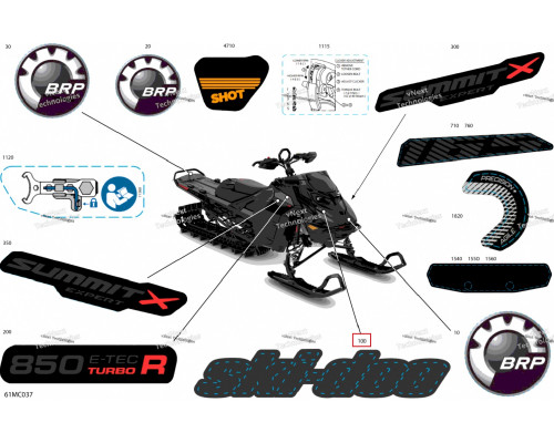 516011476 Наклейка Капота Ski-Doo Для Ski Doo SUMMIT, FREERIDE REV Gen5