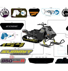 516012347 Наклейка 850 E-TEC TURBO R Для Ski Doo SUMMIT 850 E-TEC TURBO R Rev Gen5