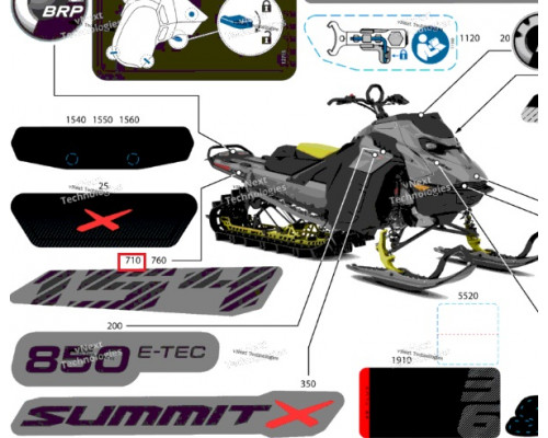 516012350 Наклейка 154 Левая Для Ski Doo SUMMIT 2025 REV Gen5