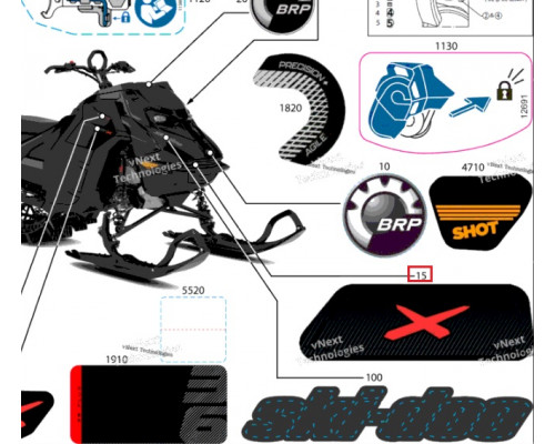 516012580 Наклейка X Для Ski Doo REV Gen5