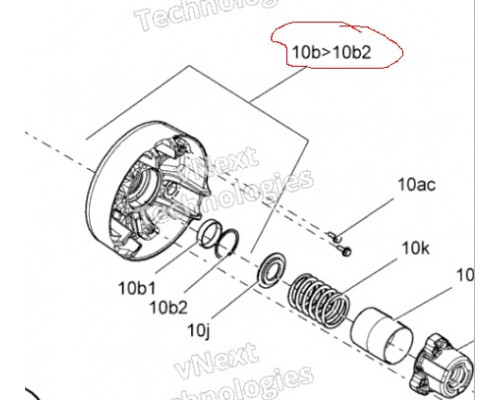 417223444 Шкив Вариатора Подвижный Для Ski Doo