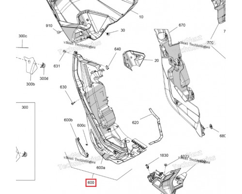 502008507 Панель Боковая Нижняя Левая Черная Для Ski Doo