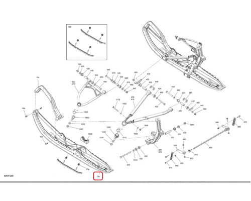 505075983 Лыжа Pilot DS-4 Черная Для Ski Doo 505075422, 860202721, 505075204