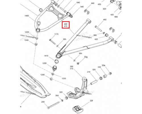 505074505 Рычаг Нижний Правый Черный Для Ski Doo BACKCOUNTRY, EXPEDITION