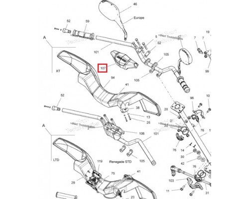 709400939 Накладка Руля Черная Для BRP Can Am RENEGADE, OUTLANDER