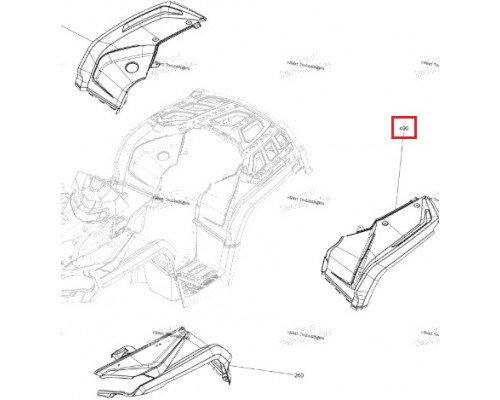 715001798 Крыло Заднее Левое Черное Для BRP Can Am Outlander 715001525