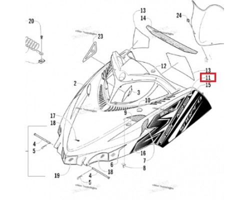 0617-582 Подложка Капота Поролоновая Правая Для Arctic Cat