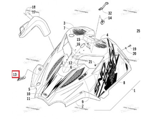 50-00-035 ПОЛИУРЕТАН Фиксатор Капота Для Arctic Cat 1606-930