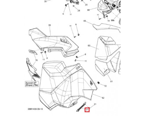 50-00-036 ПОЛИУРЕТАН Фиксатор Боковой Панели Для Ski Doo 517303808