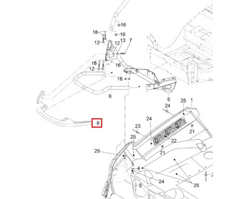 502006719 Передний Бампер Черный Для Ski Doo 502006536, 502006592, 502006629, 502006665