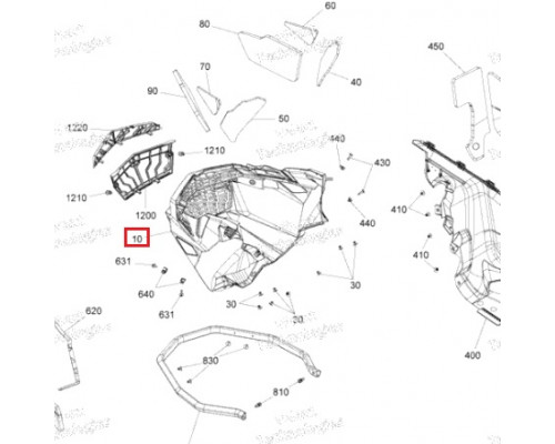 502007673 Передняя Панель Нижняя Черная Для Ski Doo Gen4