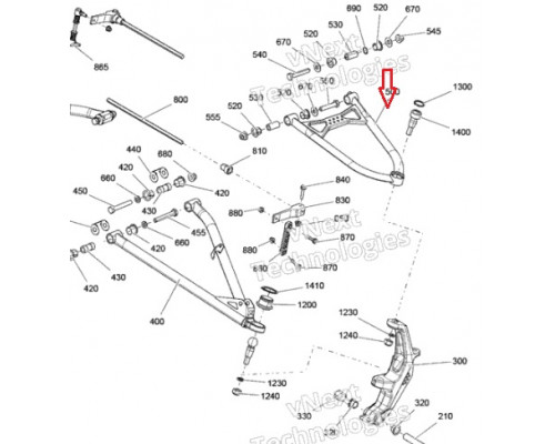 505074610 Рычаг Верхний Правый 36' Для Ski Doo Gen4 505074218, 505073749
