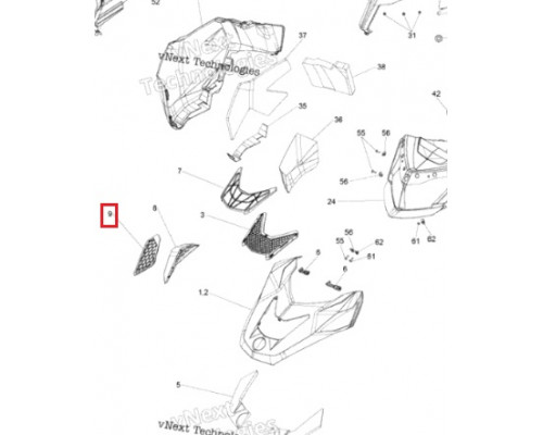 517304584 Вентиляционная Решетка Капота Правая Для Ski Doo