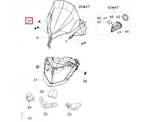 517304744 Клипса Крепления Ветрового Стекла Для Ski Doo